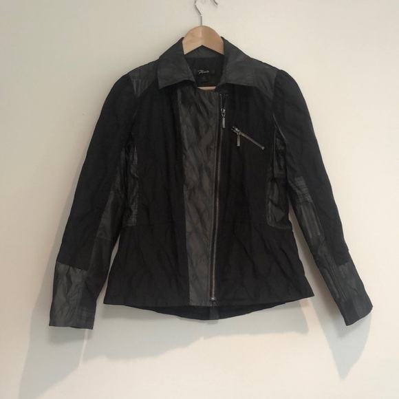 Flair Vintage rain jacket Asymmetrical zip up women’s small black grey - Picture 1 of 5
